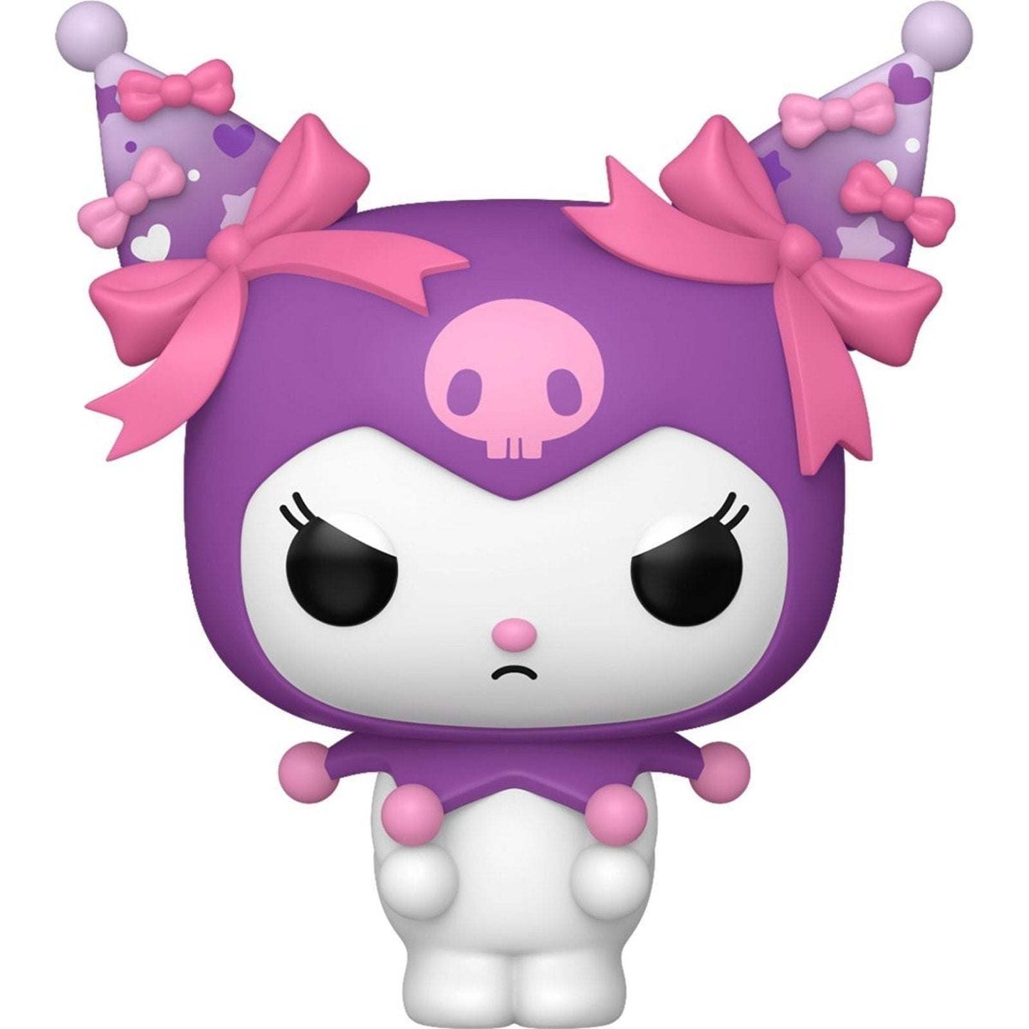 Funko Pop! Sanrio Kuromi grumpy vinyl figure in purple outfit with pink bows, 20th Anniversary edition