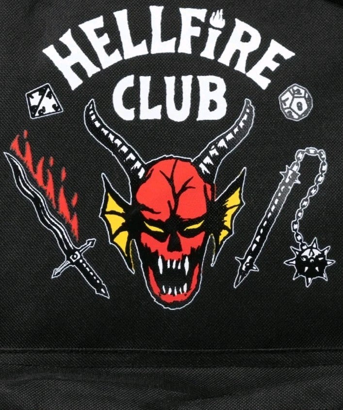 Stranger Things Hellfire Club Backpack | Black Rucksack with Adjustable Straps |