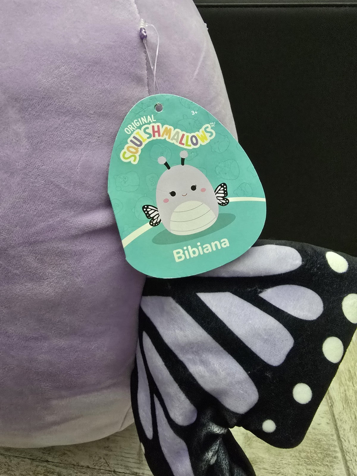 Squishmallows Bibiana the Butterfly 16” Plush – Purple & Black Wings – Kellytoy