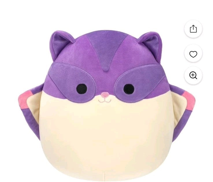 Squishmallow Joy the Sugar Glider Plush 11” Purple Soft Cuddly Kellytoy Stuffed