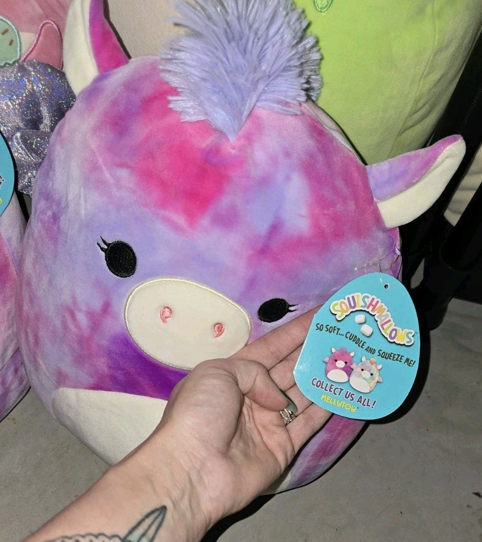 Squishmallows Pegasus Unicorn Plush Lot – 16” & 12” Tie Dye Willow NWT Rare