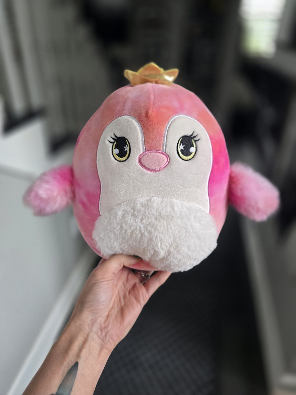 Squishmallow Pink Penguin Princess Plush Crown Kellytoy 8" Rare Cute