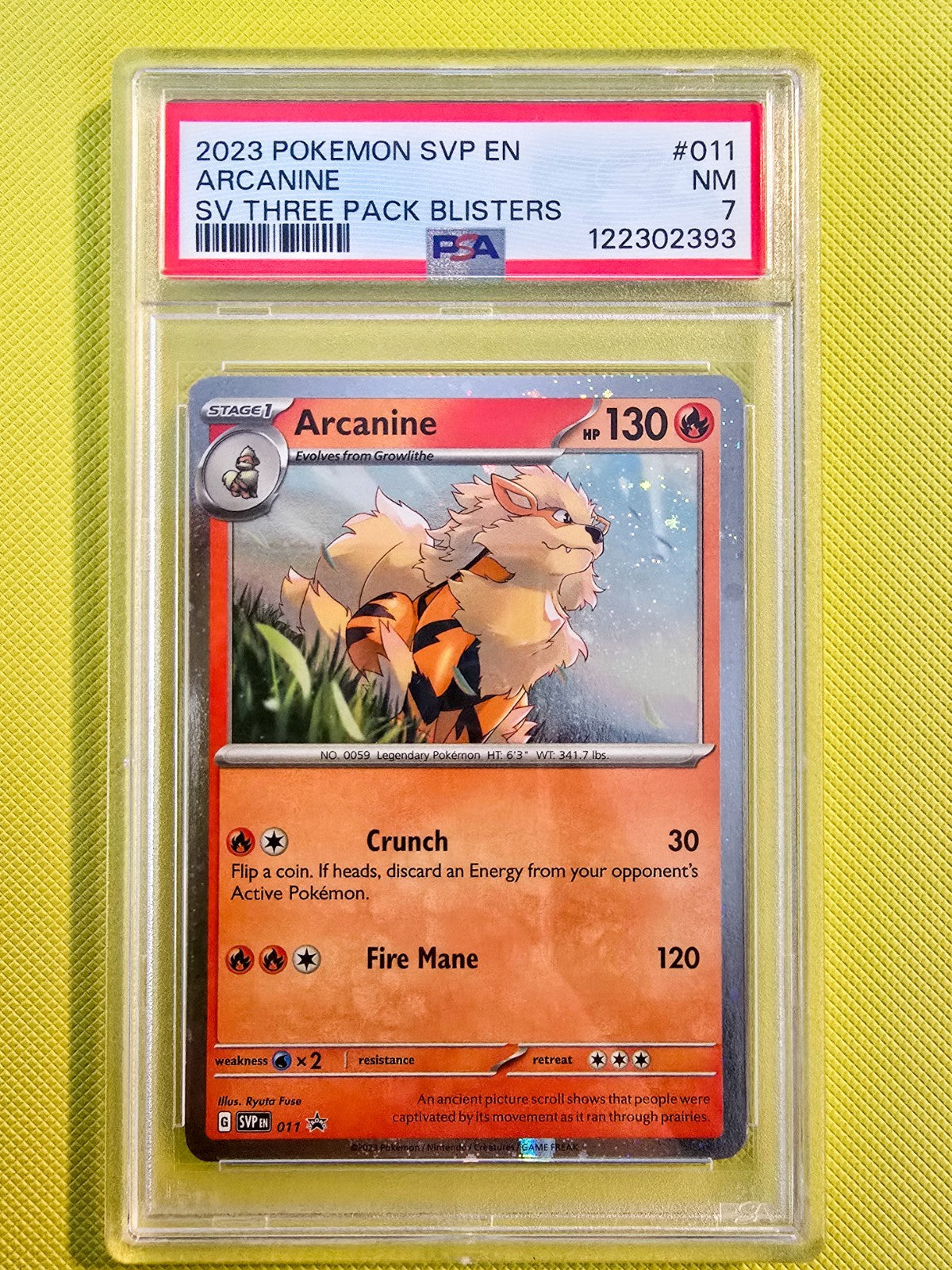 2023 POKEMON SVP EN-SV BLACK STAR PROMO THREE PACK BLISTERS #011 ARCANINE PSA 7