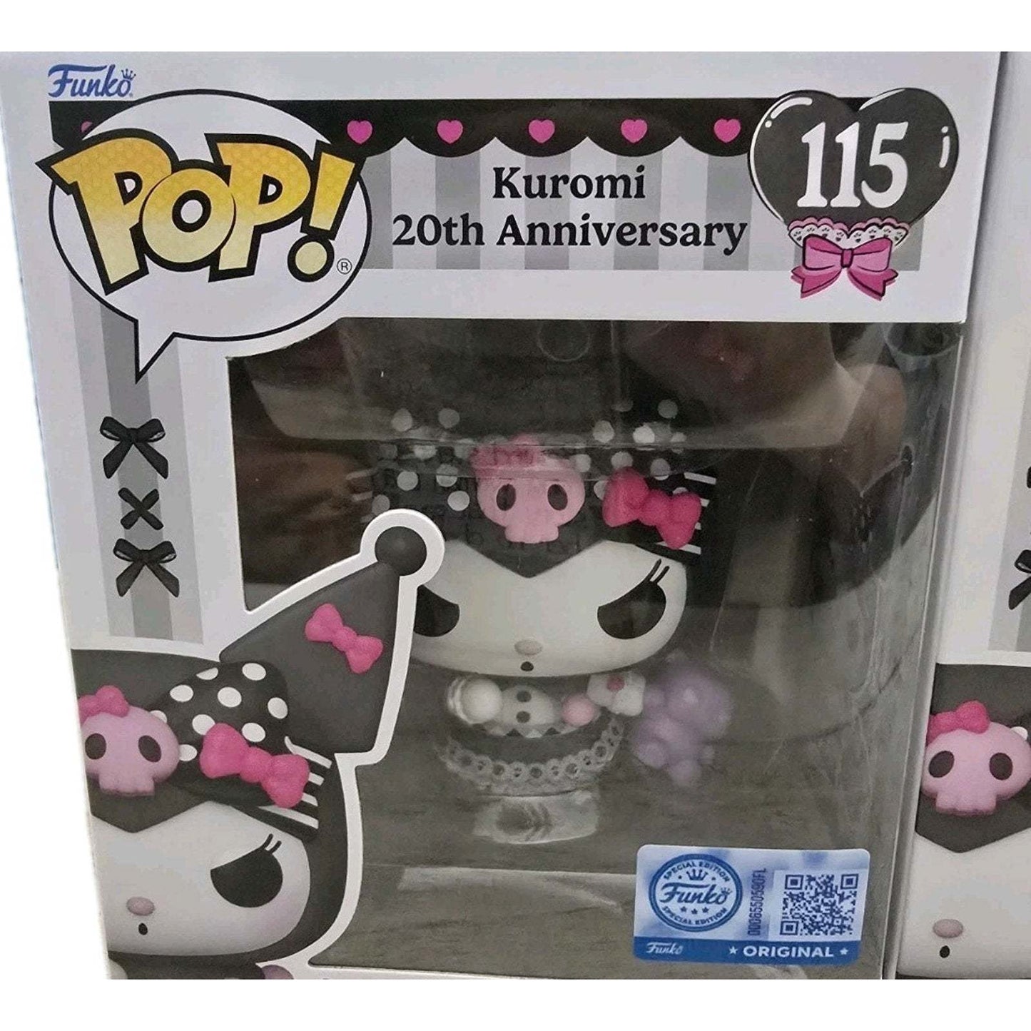 Sanrio Kuromi 20th Anniversary Funko Pop Vinyl Figure #115 in special edition packaging with pink and black accents
