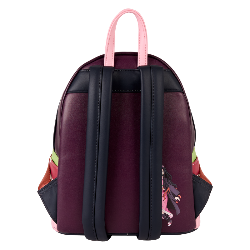 Loungefly Demon Slayer Nezuko Kamado mini backpack with adjustable straps and detailed character design in premium faux leather