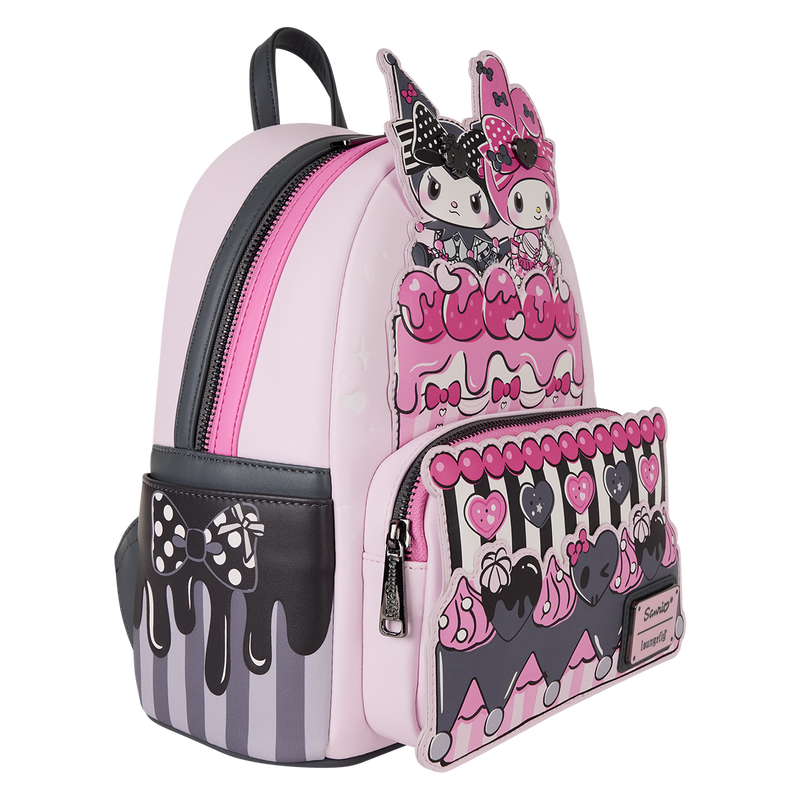 Loungefly Sanrio My Melody and Kuromi mini backpack in cake design with faux leather and adjustable straps