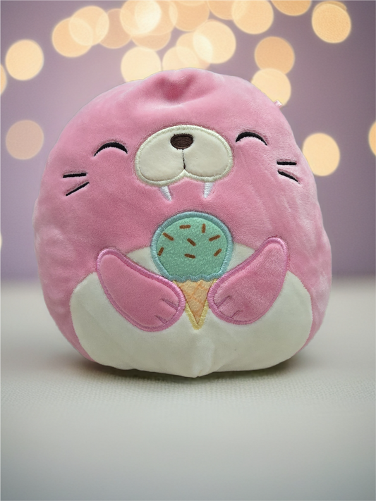 Squishmallow Ova the Walrus Plush 8” – Ice Cream Cone Kellytoy Stuffed Animal