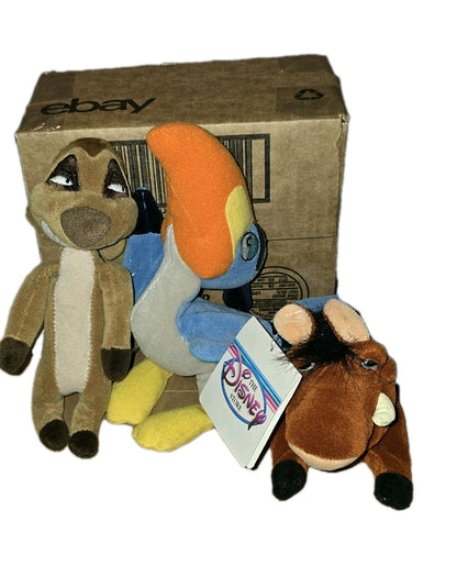 Disney Store Lion King Bean Bag Plush Lot Timon & Pumbaa 8” Collectible Stuffed