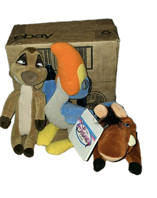 Disney Store Lion King Bean Bag Plush Lot Timon & Pumbaa 8” Collectible Stuffed