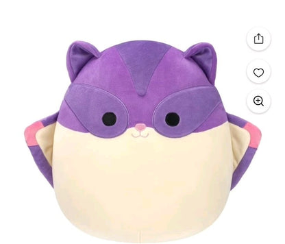 Squishmallow Joy the Sugar Glider Plush 11”  Purple Soft Cuddly Kellytoy Stuffed