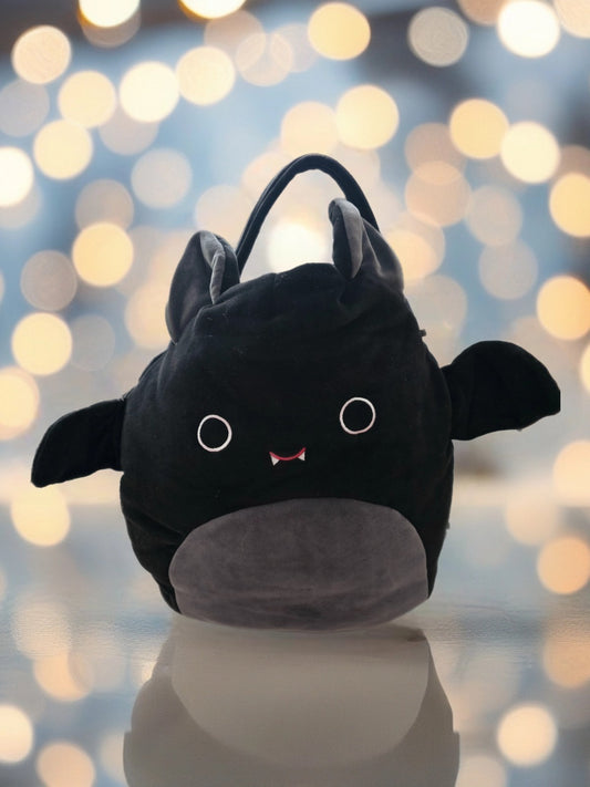 Squishmallow Emily the Bat Plush Tote – Halloween Trick-or-Treat Bag Black Gray
