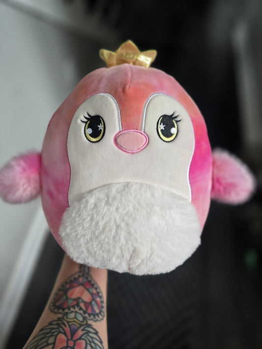 Squishmallow Pink Penguin Princess Plush Crown Kellytoy 8" Rare Cute
