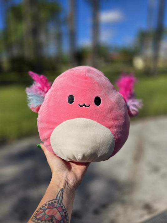 Squishmallow Florent the Pink Axolotl Plush 10” – Sealife Squishdoo Kellytoy