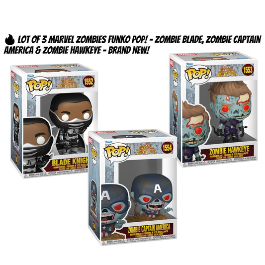 🔥 Lot of 3 Marvel Zombies Funko Pop! – Zombie Blade, Zombie Captain America...
