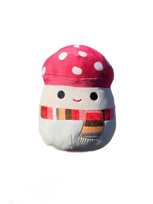 Squishmallow Malcolm the Mushroom Plush 8” – Rare Retired Winter Scarf Edition