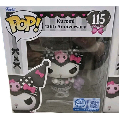 Sanrio Kuromi 20th Anniversary Funko Pop Vinyl Figure #115 in special edition packaging with pink and black accents