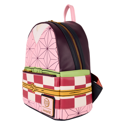 Loungefly Demon Slayer mini backpack featuring Nezuko Kamado design with premium faux leather and adjustable straps