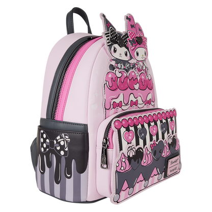 Loungefly Sanrio My Melody and Kuromi mini backpack in cake design with faux leather and adjustable straps